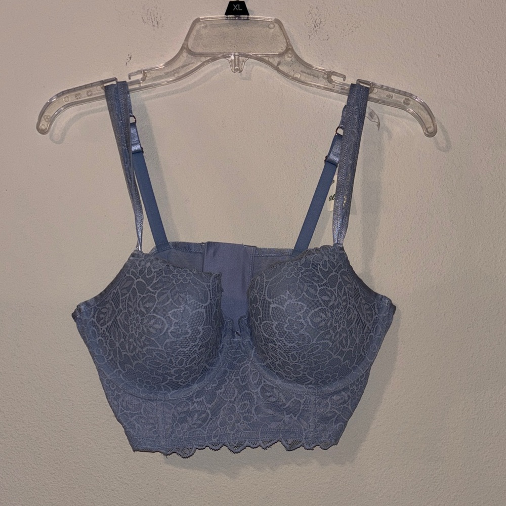 Aerie Real Power Balconette Lightly Lined Sparkle Eyelash Lace Bra Size 36D